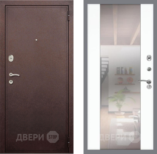 Входная металлическая Дверь Рекс (REX) 2 Медный Антик СБ-16 Зеркало Силк Сноу в Электрогорске