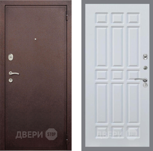 Входная металлическая Дверь Рекс (REX) 2 Медный Антик FL-33 Белый ясень в Электрогорске