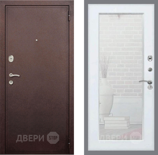 Входная металлическая Дверь Рекс (REX) 2 Медный Антик Зеркало Пастораль Белый ясень в Электрогорске