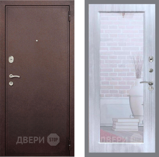 Входная металлическая Дверь Рекс (REX) 2 Медный Антик Зеркало Пастораль Сандал белый в Электрогорске