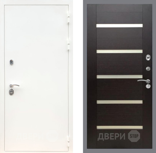 Дверь Рекс (REX) 5 Белая Шагрень СБ-14 стекло белое венге поперечный в Электрогорске