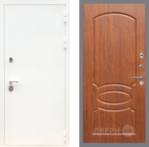 Входная металлическая Дверь Рекс (REX) 5 Белая Шагрень FL-128 Морёная берёза в Электрогорске