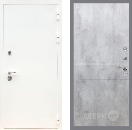 Входная металлическая Дверь Рекс (REX) 5 Белая Шагрень FL-290 Бетон светлый в Электрогорске