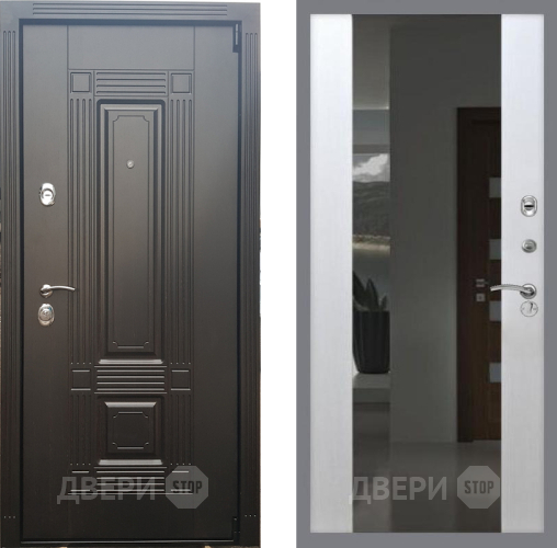 Входная металлическая Дверь Рекс (REX) 9 СБ-16 Зеркало Белый ясень в Электрогорске