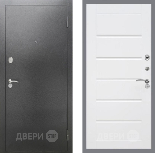 Дверь Рекс (REX) 2А Серебро Антик Сити Белый ясень в Электрогорске