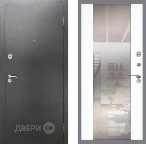Входная металлическая Дверь Рекс (REX) 2А Серебро Антик СБ-16 Зеркало Силк Сноу в Электрогорске