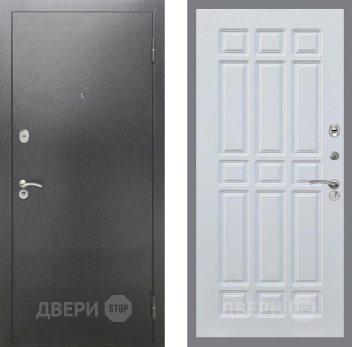 Входная металлическая Дверь Рекс (REX) 2А Серебро Антик FL-33 Белый ясень в Электрогорске