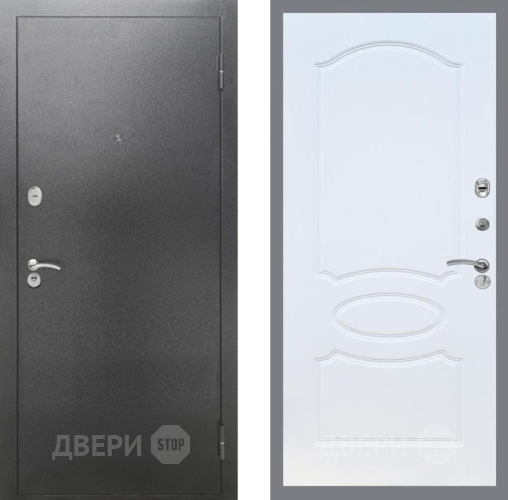 Входная металлическая Дверь Рекс (REX) 2А Серебро Антик FL-128 Белый ясень в Электрогорске