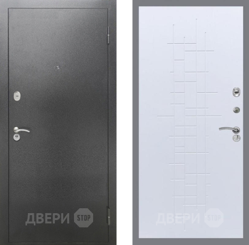 Входная металлическая Дверь Рекс (REX) 2А Серебро Антик FL-289 Белый ясень в Электрогорске