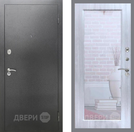 Дверь Рекс (REX) 2А Серебро Антик Зеркало Пастораль Сандал белый в Электрогорске