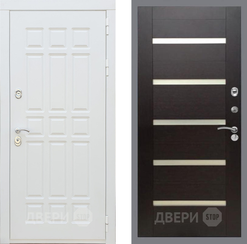 Входная металлическая Дверь Рекс (REX) 8 Силк Сноу СБ-14 стекло белое венге поперечный в Электрогорске