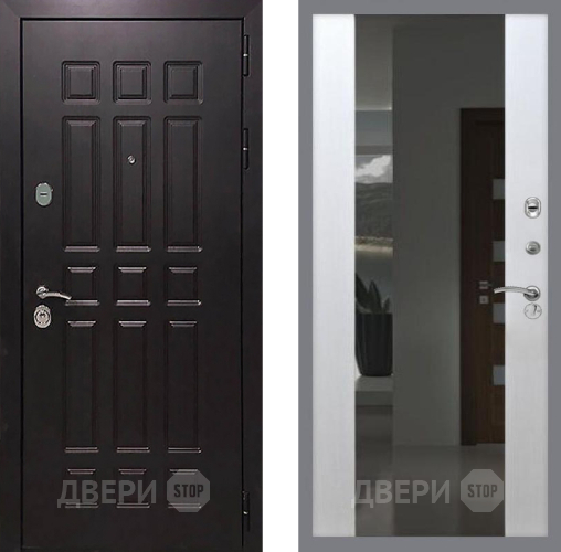 Входная металлическая Дверь Рекс (REX) 8 СБ-16 Зеркало Белый ясень в Электрогорске