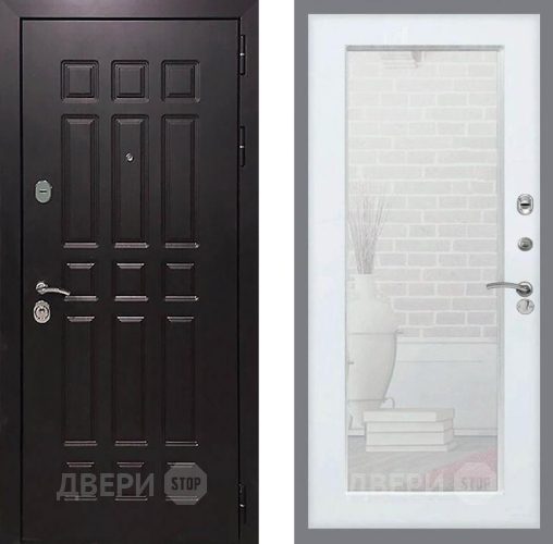Входная металлическая Дверь Рекс (REX) 8 Зеркало Пастораль Белый ясень в Электрогорске