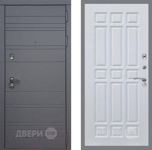 Входная металлическая Дверь Рекс (REX) 14 силк титан FL-33 Белый ясень в Электрогорске