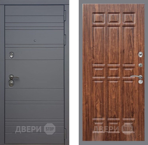 Входная металлическая Дверь Рекс (REX) 14 силк титан FL-33 орех тисненый в Электрогорске