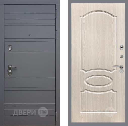 Входная металлическая Дверь Рекс (REX) 14 силк титан FL-128 Беленый дуб в Электрогорске