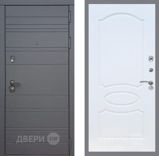 Входная металлическая Дверь Рекс (REX) 14 силк титан FL-128 Белый ясень в Электрогорске