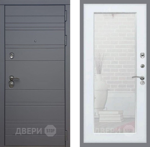 Дверь Рекс (REX) 14 силк титан Зеркало Пастораль Белый ясень в Электрогорске