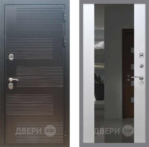 Входная металлическая Дверь Рекс (REX) премиум 185 СБ-16 Зеркало Белый ясень в Электрогорске