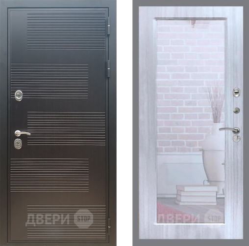 Входная металлическая Дверь Рекс (REX) премиум 185 Зеркало Пастораль Сандал белый в Электрогорске