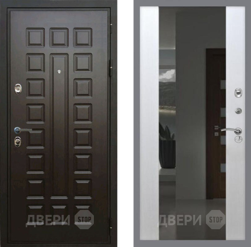 Входная металлическая Дверь Рекс (REX) Премиум 3к СБ-16 Зеркало Белый ясень в Электрогорске