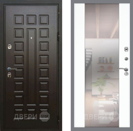 Входная металлическая Дверь Рекс (REX) Премиум 3к СБ-16 Зеркало Силк Сноу в Электрогорске