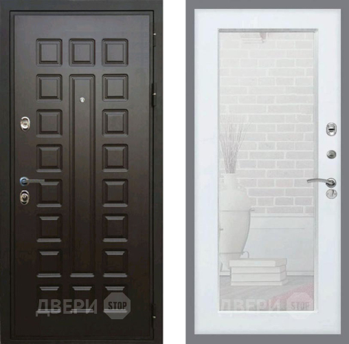 Входная металлическая Дверь Рекс (REX) Премиум 3к Зеркало Пастораль Белый ясень в Электрогорске