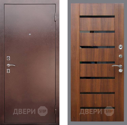 Входная металлическая Дверь Рекс (REX) 1 СБ-14 стекло черное Орех бренди в Электрогорске