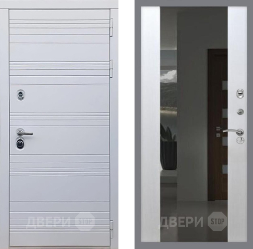 Входная металлическая Дверь Рекс (REX) 14 Силк Сноу СБ-16 Зеркало Белый ясень в Электрогорске