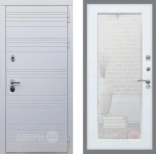 Входная металлическая Дверь Рекс (REX) 14 Силк Сноу Зеркало Пастораль Белый ясень в Электрогорске