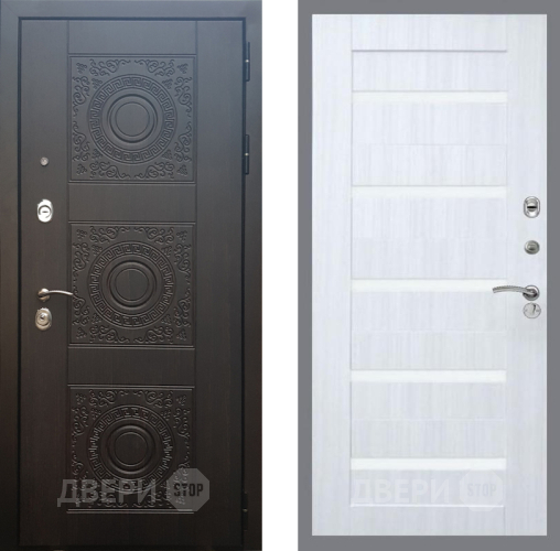 Входная металлическая Дверь Рекс (REX) 10 СБ-14 стекло белое Сандал белый в Электрогорске