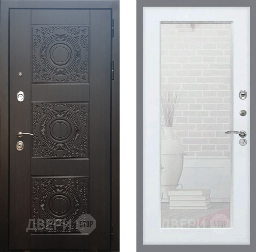 Входная металлическая Дверь Рекс (REX) 10 Зеркало Пастораль Белый ясень в Электрогорске