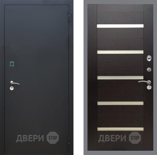 Дверь Рекс (REX) 1A Черный Муар СБ-14 стекло белое венге поперечный в Электрогорске