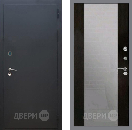 Входная металлическая Дверь Рекс (REX) 1A Черный Муар СБ-16 Зеркало Венге в Электрогорске