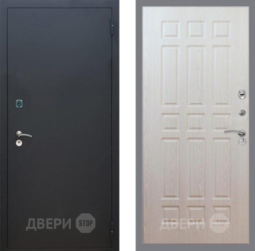 Входная металлическая Дверь Рекс (REX) 1A Черный Муар FL-33 Беленый дуб в Электрогорске
