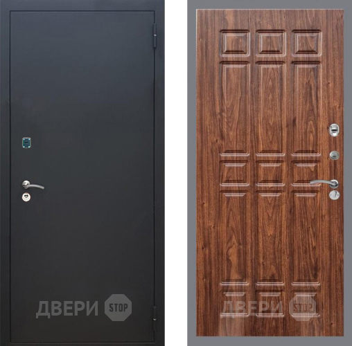 Входная металлическая Дверь Рекс (REX) 1A Черный Муар FL-33 орех тисненый в Электрогорске