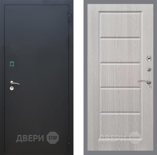 Входная металлическая Дверь Рекс (REX) 1A Черный Муар FL-39 Беленый дуб в Электрогорске