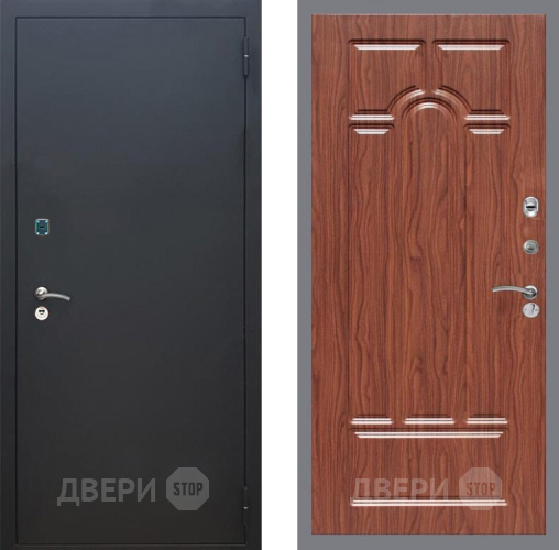 Входная металлическая Дверь Рекс (REX) 1A Черный Муар FL-58 орех тисненый в Электрогорске