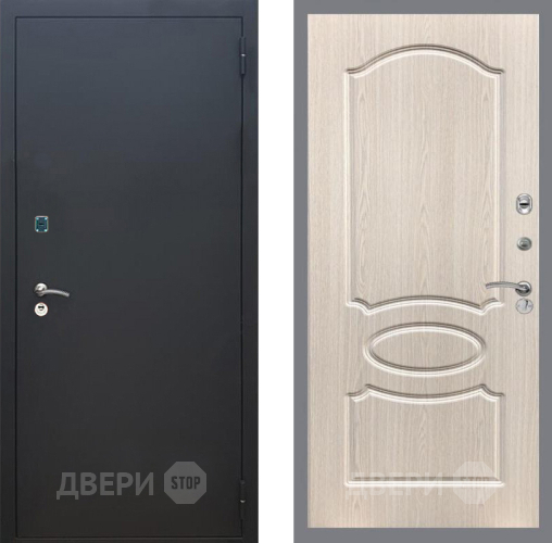 Входная металлическая Дверь Рекс (REX) 1A Черный Муар FL-128 Беленый дуб в Электрогорске