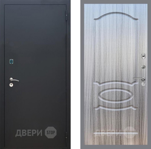 Входная металлическая Дверь Рекс (REX) 1A Черный Муар FL-128 Сандал грей в Электрогорске