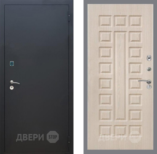 Входная металлическая Дверь Рекс (REX) 1A Черный Муар FL-183 Беленый дуб в Электрогорске