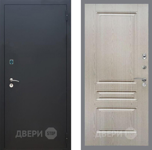 Входная металлическая Дверь Рекс (REX) 1A Черный Муар FL-243 Беленый дуб в Электрогорске