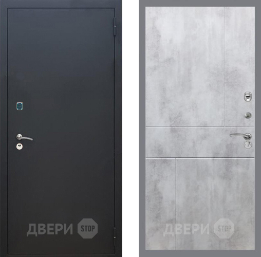 Входная металлическая Дверь Рекс (REX) 1A Черный Муар FL-290 Бетон светлый в Электрогорске