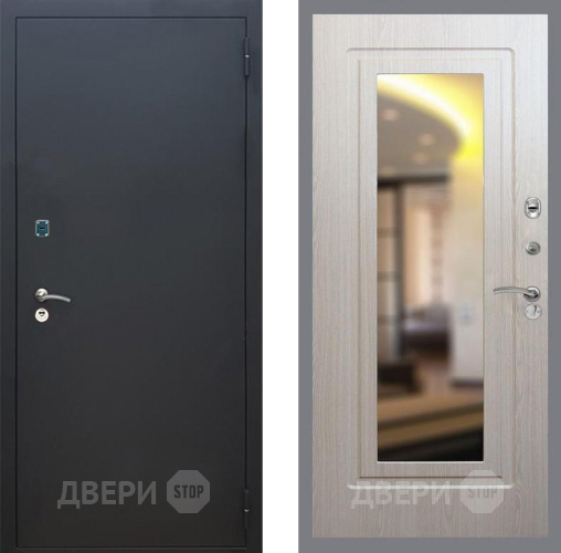 Входная металлическая Дверь Рекс (REX) 1A Черный Муар FLZ-120 Беленый дуб в Электрогорске