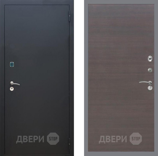 Входная металлическая Дверь Рекс (REX) 1A Черный Муар GL венге поперечный в Электрогорске