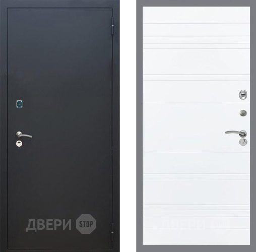 Дверь Рекс (REX) 1A Черный Муар Line Силк Сноу в Электрогорске