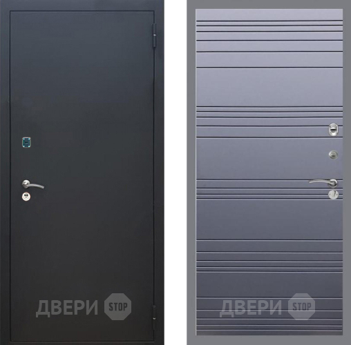 Входная металлическая Дверь Рекс (REX) 1A Черный Муар Line Силк титан в Электрогорске