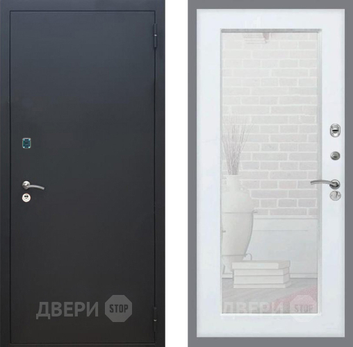 Дверь Рекс (REX) 1A Черный Муар Зеркало Пастораль Белый ясень в Электрогорске