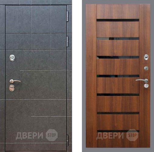 Входная металлическая Дверь Рекс (REX) 21 СБ-14 стекло черное Орех бренди в Электрогорске