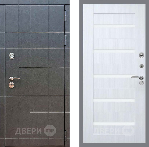 Входная металлическая Дверь Рекс (REX) 21 СБ-14 стекло белое Сандал белый в Электрогорске